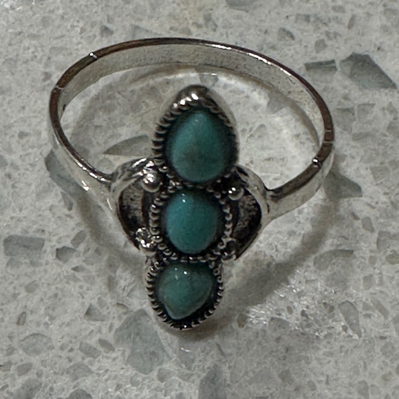 Silver Color  Turquoise Ring - Picture 7 of 7